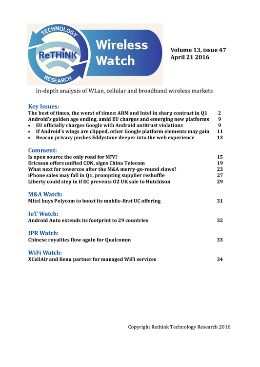 Wireless Watch 635:  Intel and ARM, contrasting fortunes