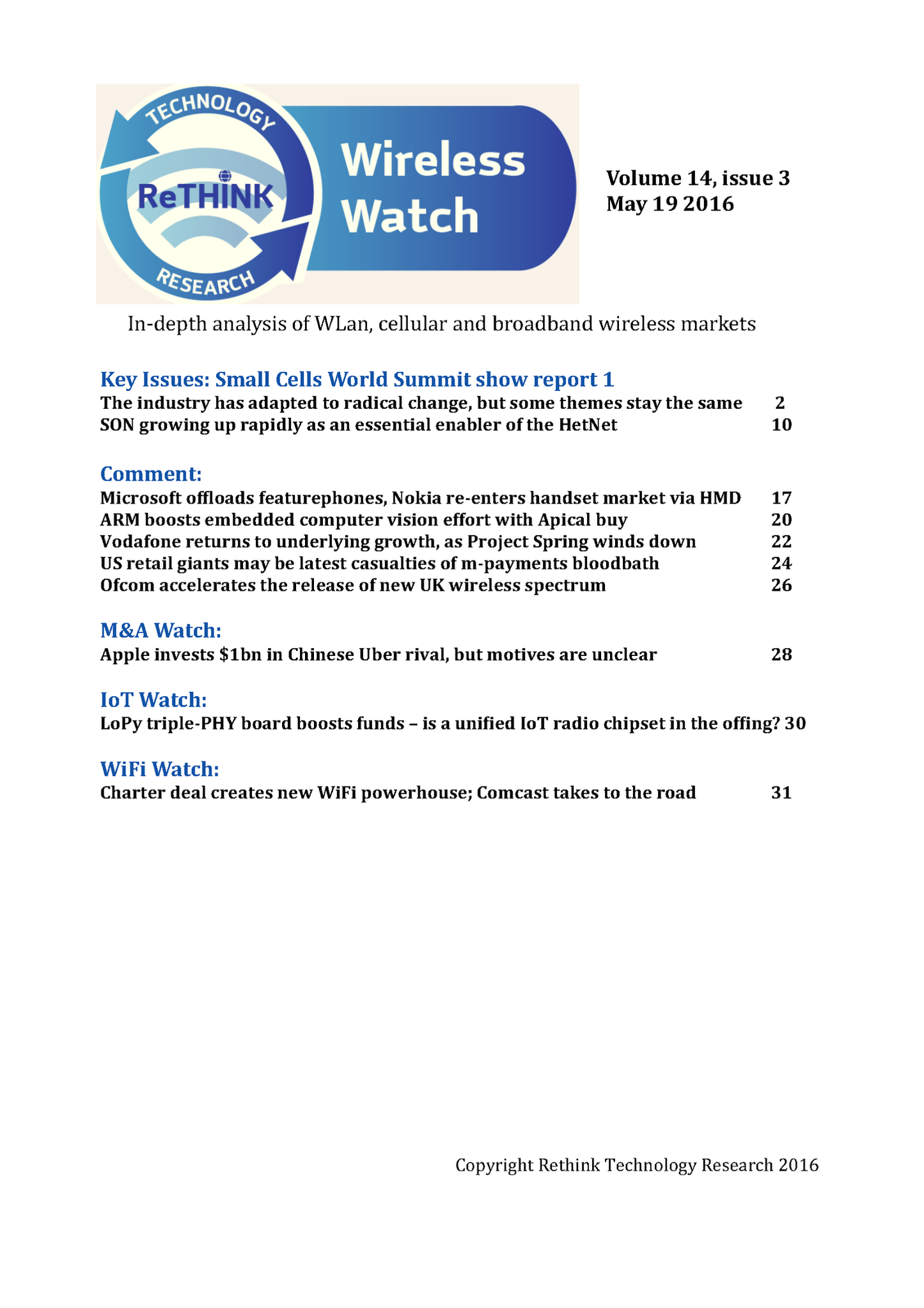 Wireless Watch 639:Small Cells World Summit report part 1