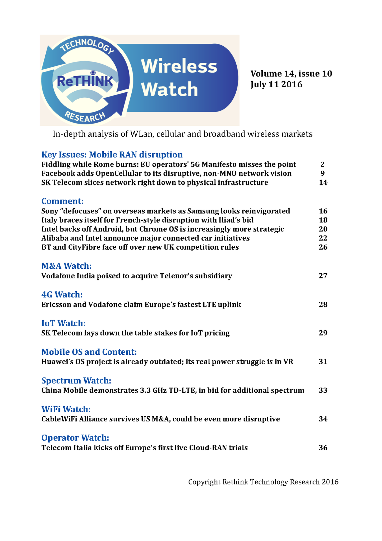 Wireless Watch 646 July 11 2016: RAN disruption
