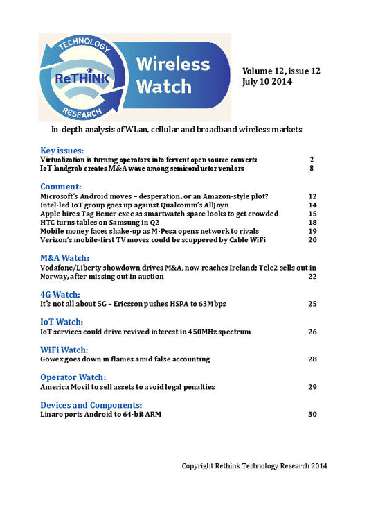 Wireless Watch 551: NFV carriers turn to open source