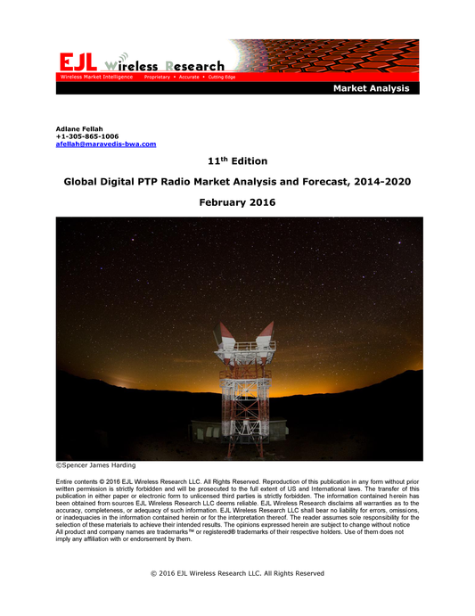 Global Digital PTP Radio Market Analysis and Forecast, 2014-2020
