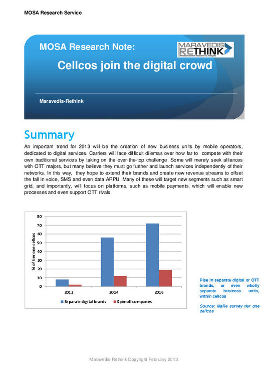 MOSA Research Note: Cellcos join the digital crowd